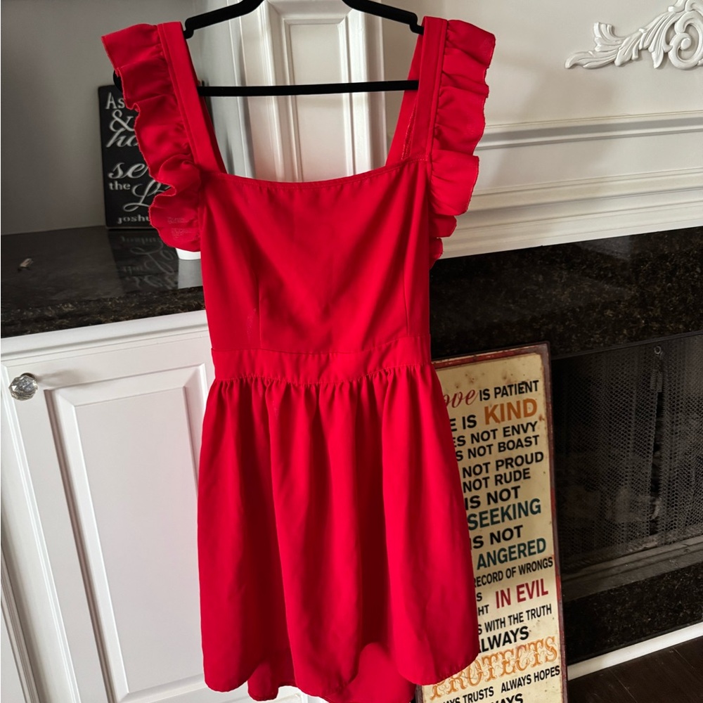 Red Ruffle Dress - Picture 2 of 7
